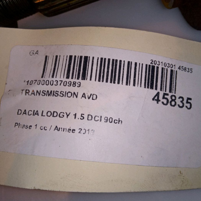 Transmission avant droite occasion DACIA LODGY Phase 1 01-2012->... 1.5 DCI 90ch 391003224R 3