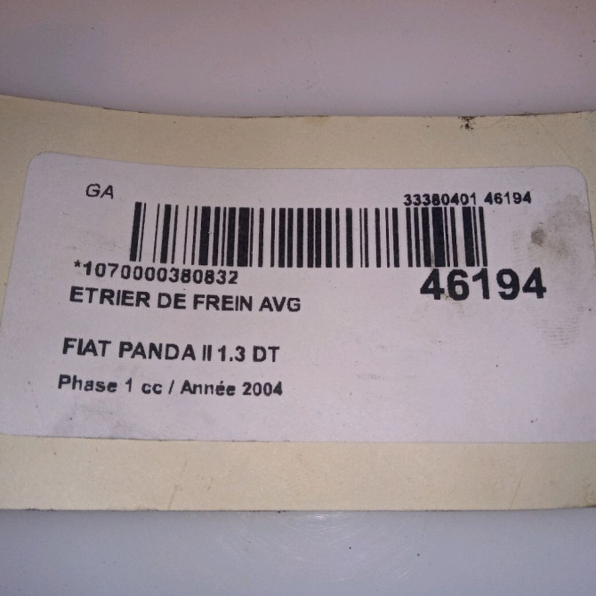 Etrier de frein avant gauche occasion FIAT PANDA II Phase 1 09-2003->12-2012 1.3 DT MULTIJET 16v 70ch 77364679 5