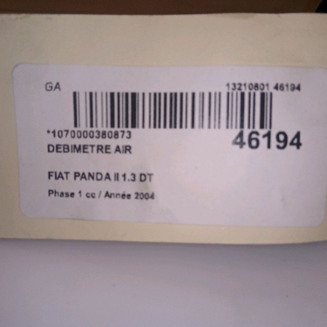 Debimetre air occasion FIAT PANDA II Phase 1 09-2003->12-2012 1.3 DT MULTIJET 16v 70ch 51774531 4