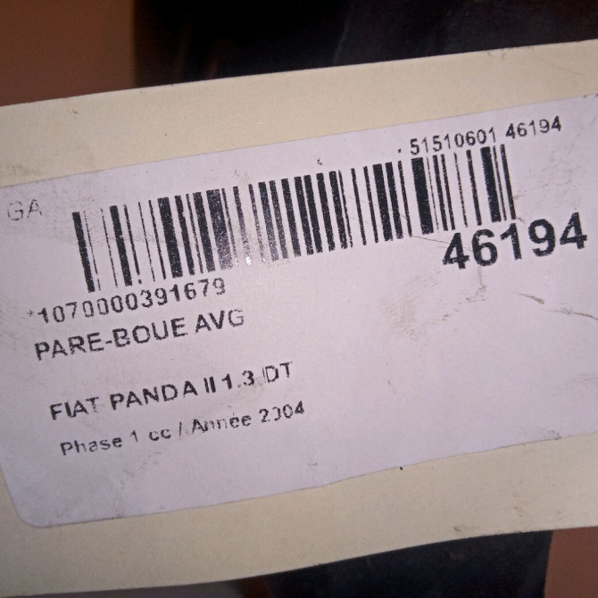 Pare-boue avant gauche occasion FIAT PANDA II Phase 1 09-2003->12-2012 1.3 DT MULTIJET 16v 70ch 46849140 4