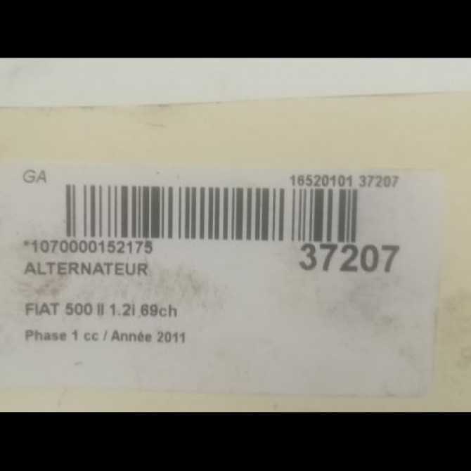 Alternateur occasion FIAT 500 II 500 II Phase 1 2007-07-01->2016-03-31 1.2i 69ch 51859041 4