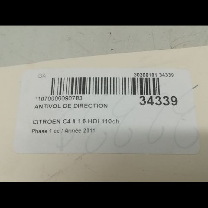 Antivol de direction occasion CITROEN C4 II Phase 1 10-2010->01-2015 1.6 HDi 110ch 4162WK 3