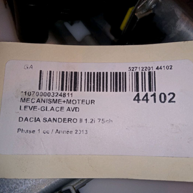 Mecanisme + moteur lève-glace avant droit occasion DACIA SANDERO II Phase 1 10-2012->... 1.2i 75ch 5