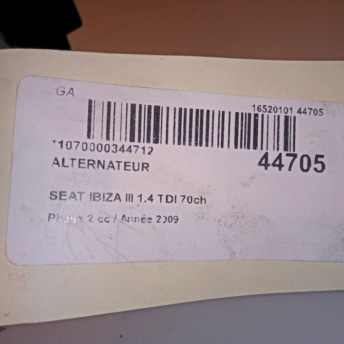 Alternateur occasion SEAT IBIZA III Phase 2 03-2006->06-2009 1.4 TDI 70ch 45903023CX 6