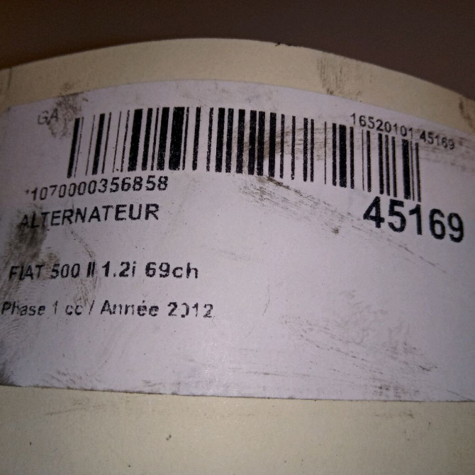 Alternateur occasion FIAT 500 II 500 II Phase 1 2007-07-01->2016-03-31 1.2i 69ch 5