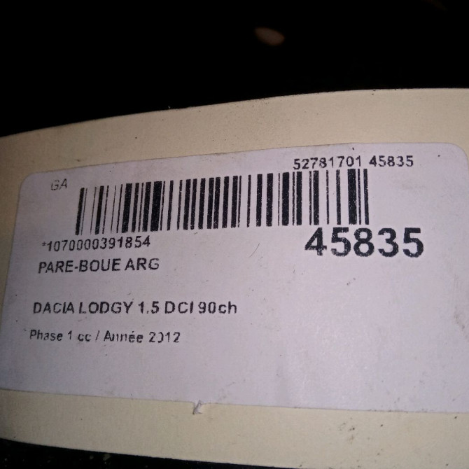 Pare-boue arrière gauche occasion DACIA LODGY Phase 1 01-2012->... 1.5 DCI 90ch 788125161R 3
