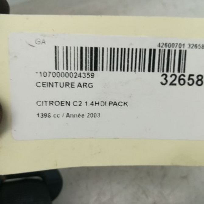 Ceinture arrière gauche occasion CITROEN C2 Phase 1 09-2003->10-2008 1.4 HDi 8974S4 3