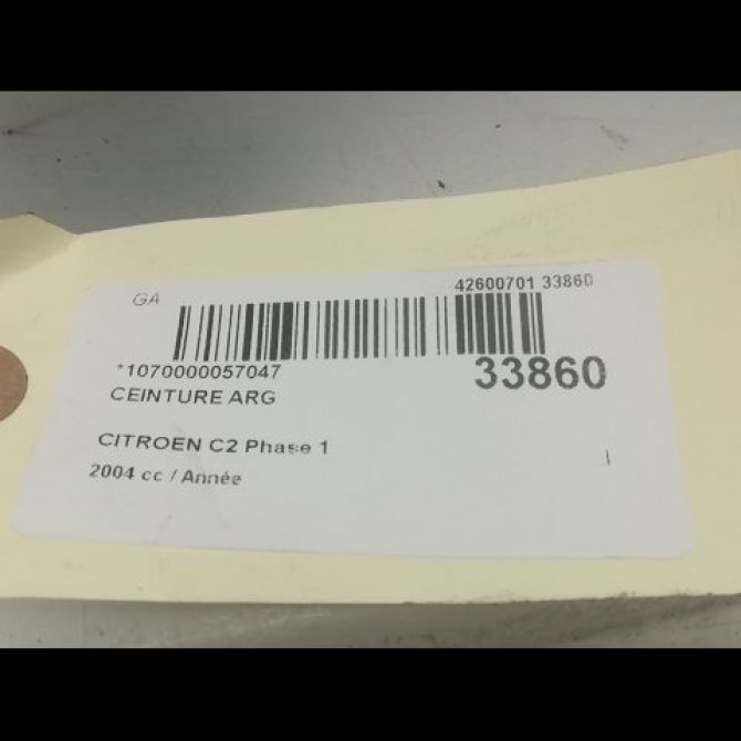 Ceinture arrière gauche occasion CITROEN C2 Phase 1 09-2003->10-2008 1.4i 8974S4 4