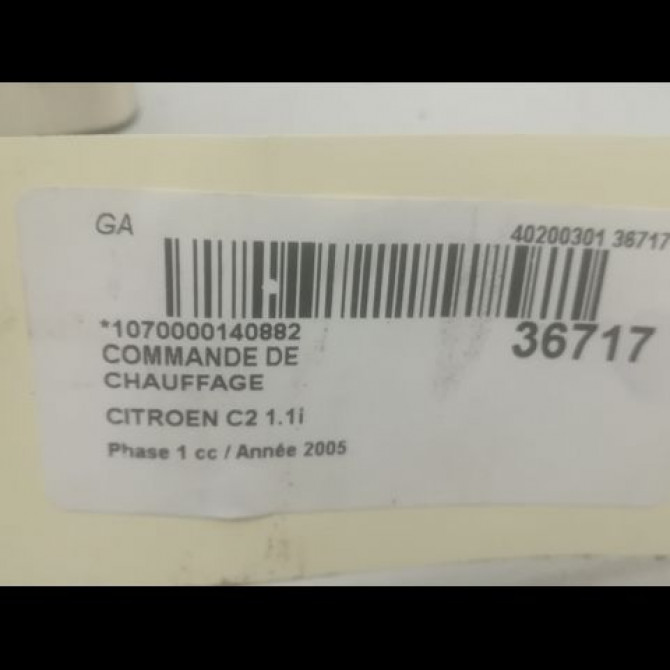 Commande de chauffage occasion CITROEN C2 Phase 1 09-2003->10-2008 1.1i 6451KP 3