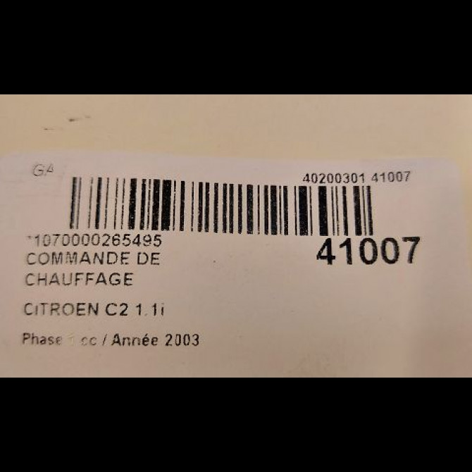 Commande de chauffage occasion CITROEN C2 Phase 1 09-2003->10-2008 1.1i 6451KP 3