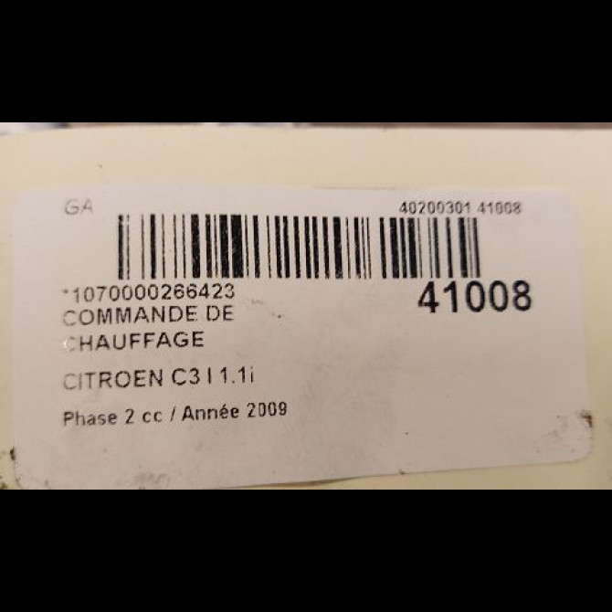 Commande de chauffage occasion CITROEN C3 I Phase 2 10-2005->12-2010 1.1i 6451KP 3