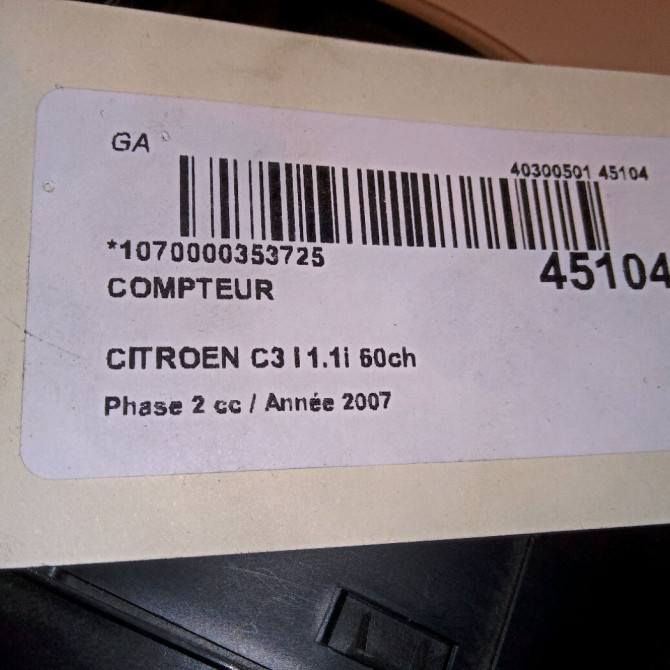 Compteur occasion CITROEN C3 I Phase 2 10-2005->12-2010 1.1i 60ch 6105WK 4