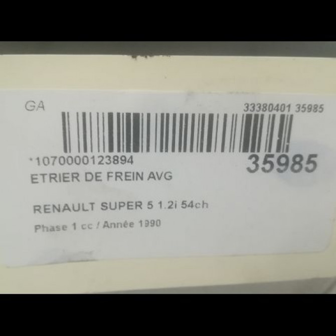 Etrier de frein avant gauche occasion RENAULT SUPER 5 Phase 1 10-1984->12-1996 1.2i 54ch 7701202985 3