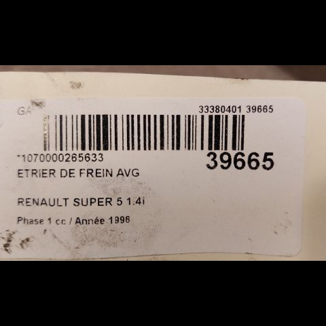 Etrier de frein avant gauche occasion RENAULT SUPER 5 Phase 1 10-1984->12-1996 1.4i 7701202985 3