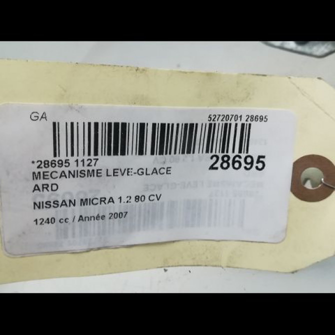Mecanisme leve-glace arrière droit occasion NISSAN MICRA III Phase 2 11-2005->11-2007 1.2i 80ch 82720AX11B 4