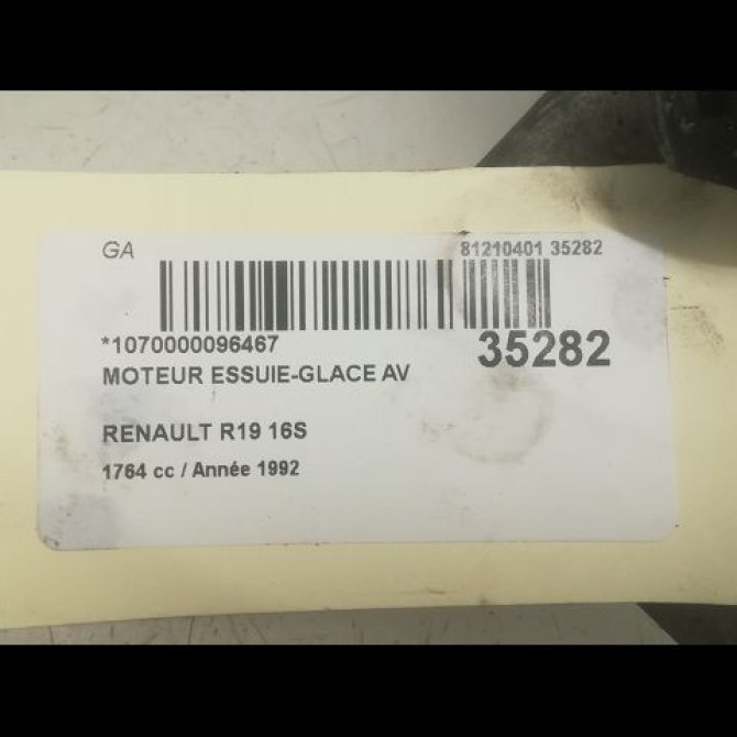Moteur essuie-glace avant occasion RENAULT 19 Phase 2 04-1992->04-1997 1.8i 4