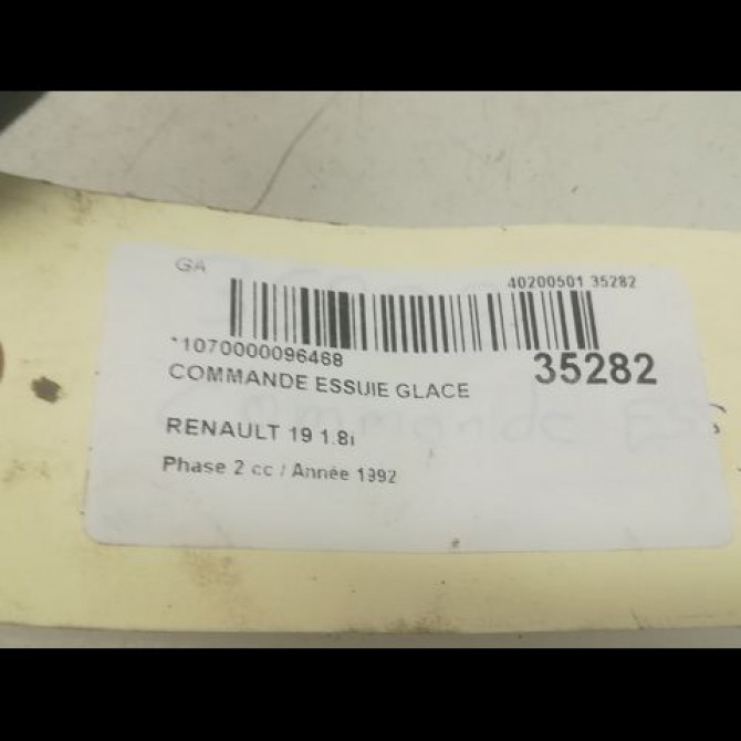 Commande essuie glace occasion RENAULT 19 Phase 2 04-1992->04-1997 1.8i 3