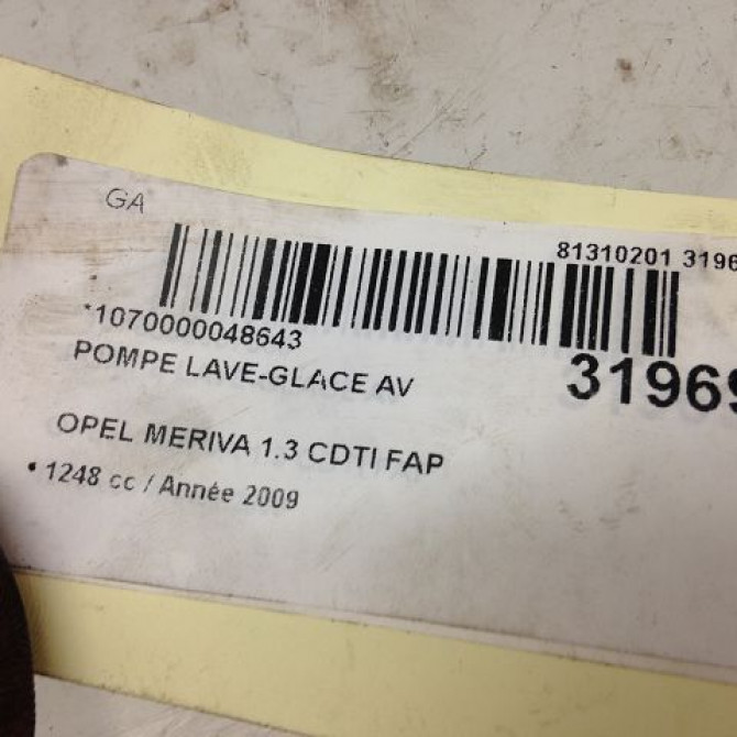 Pompe lave-glace avant occasion OPEL MERIVA I Phase 2 01-2006->09-2010 1.3 CDTI 75ch 90585762 4