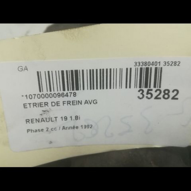 Etrier de frein avant gauche occasion RENAULT 19 Phase 2 04-1992->04-1997 1.8i 3