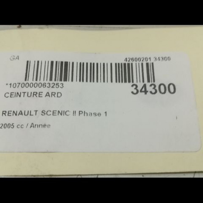Ceinture arrière droite occasion RENAULT SCENIC II Phase 1 03-2004->09-2006 8200309223 5