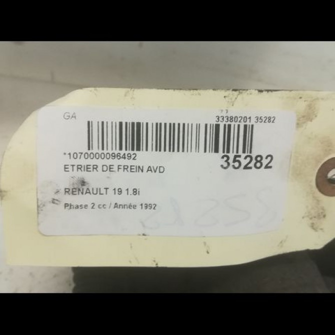 Etrier de frein avant droit occasion RENAULT 19 Phase 2 04-1992->04-1997 1.8i 3