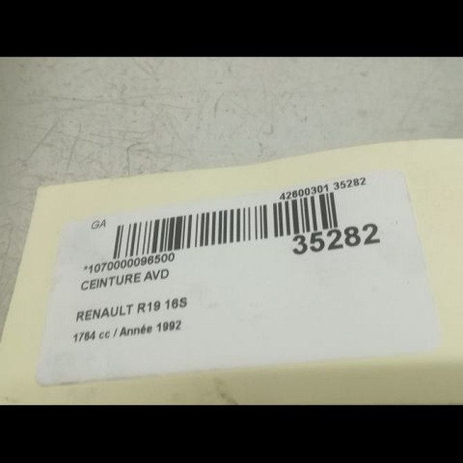 Ceinture avant droite occasion RENAULT 19 Phase 2 04-1992->04-1997 1.8i 4