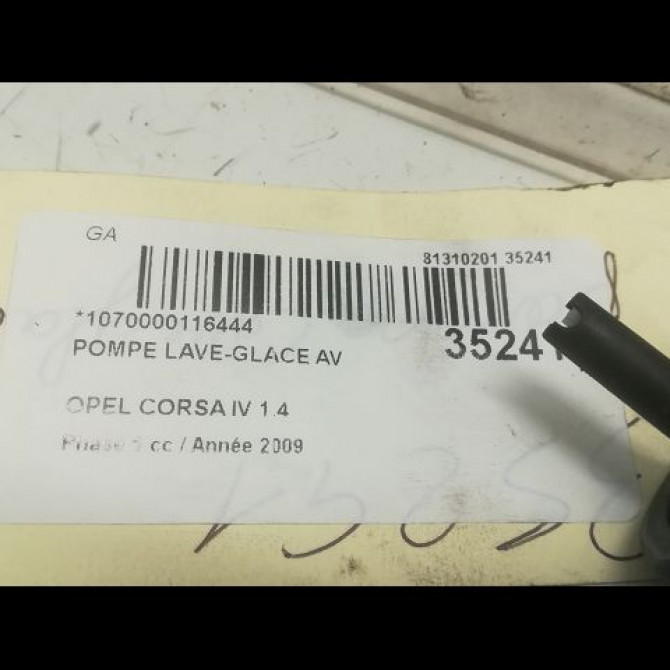 Pompe lave-glace avant occasion OPEL CORSA IV Phase 1 09-2006->12-2010 1.4 TWINPORT 90ch 90585762 3