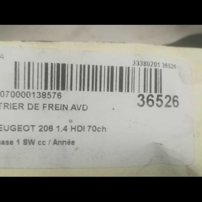Etrier de frein avant droit occasion PEUGEOT 206 206 phase 1 SW 2002-06-01->2006-12-31 1.4 HDI 70ch 4400P1 3