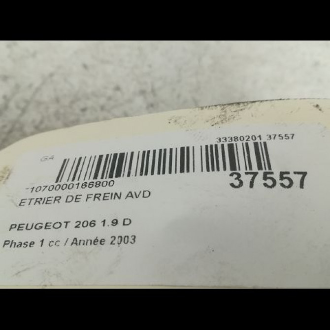 Etrier de frein avant droit occasion PEUGEOT 206 Phase 1 09-1998->03-2009 1.9 D 4400P1 3