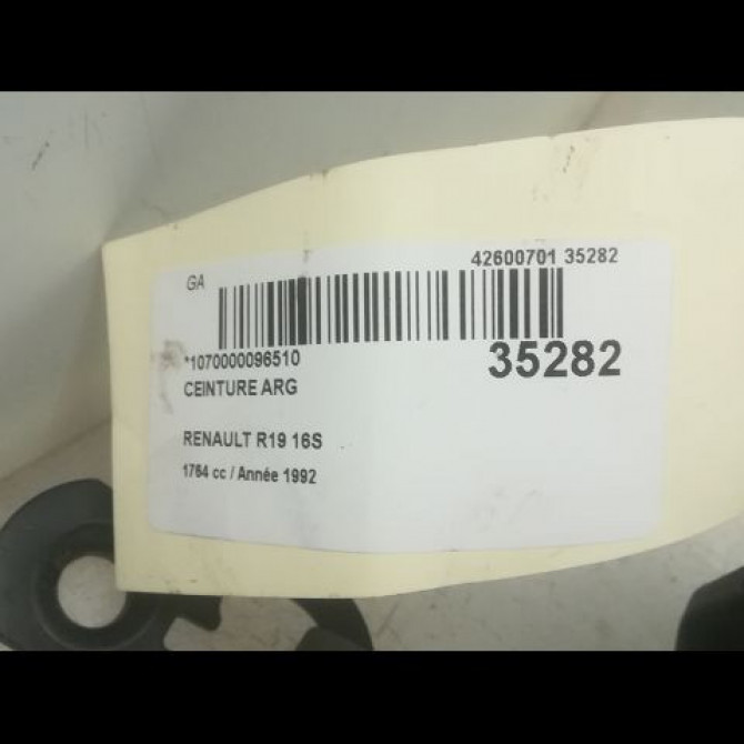 Ceinture arrière gauche occasion RENAULT 19 Phase 2 04-1992->04-1997 1.8i 4