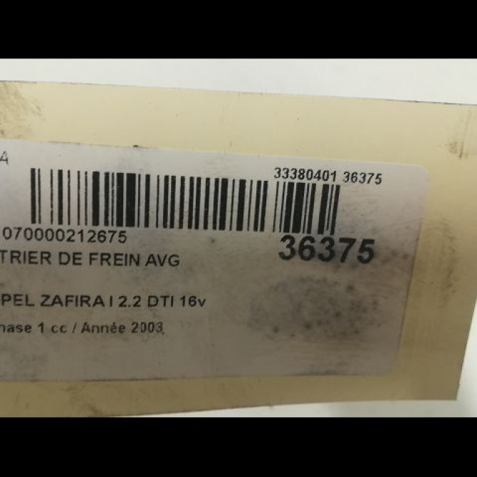 Etrier de frein avant gauche occasion OPEL ZAFIRA I Phase 1 03-1999->07-2005 2.2 DTI 16v 125ch 93173731 3