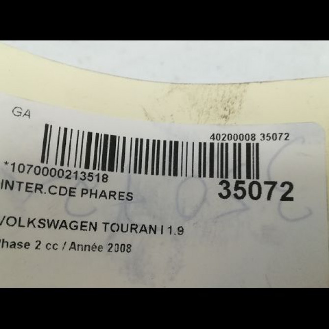 Interrupteur commande de phares occasion VOLKSWAGEN TOURAN I Phase 2 11-2006->09-2010 1.9 TDI 105ch 1T0941333CREH 3