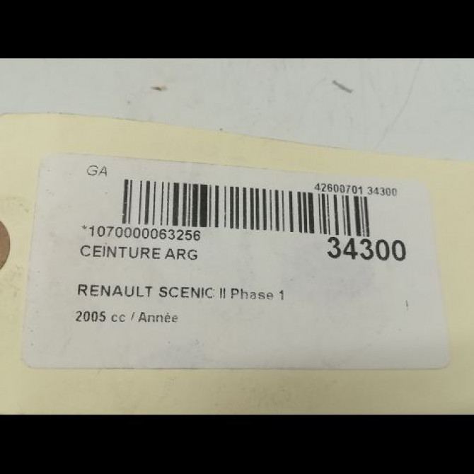 Ceinture arrière gauche occasion RENAULT SCENIC II Phase 1 03-2004->09-2006 8200309237 5
