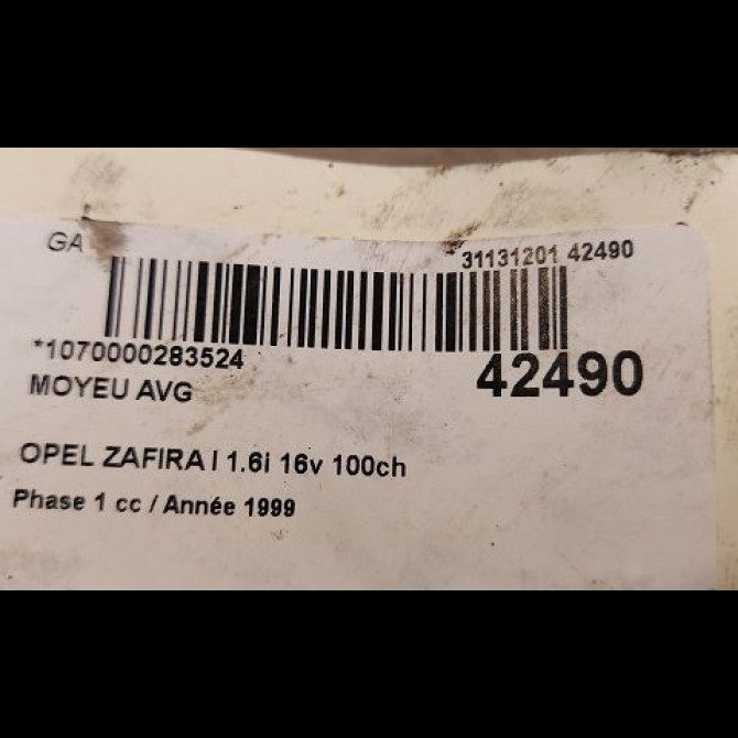 Moyeu avg occasion OPEL ZAFIRA I Phase 1 03-1999->07-2005 1.6i 16v 100ch 9117621 3