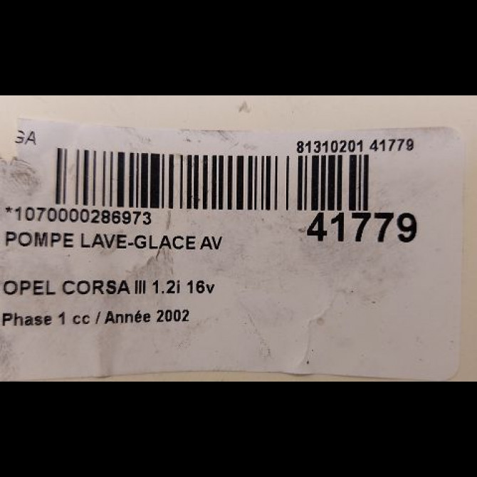 Pompe lave-glace avant occasion OPEL CORSA III Phase 1 10-2000->08-2003 1.2i 16v 90585762 3