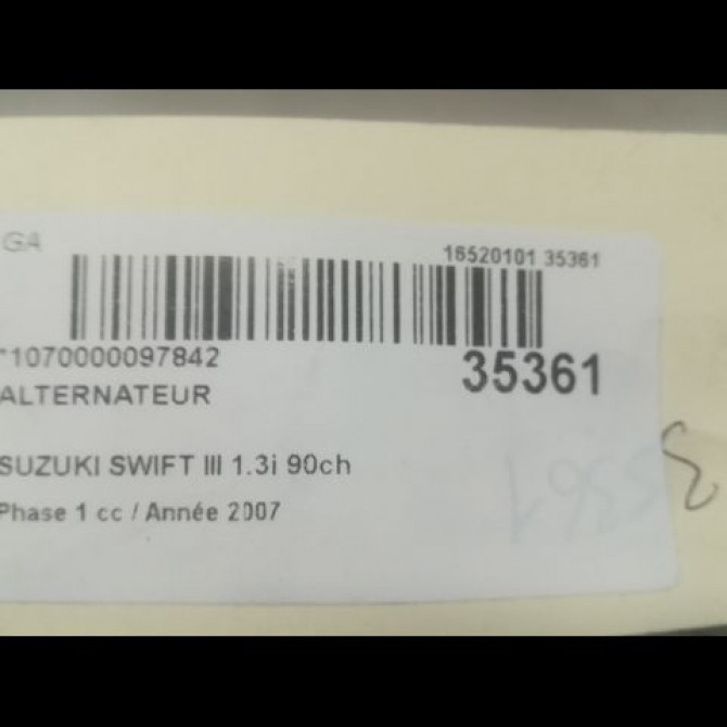 Alternateur occasion SUZUKI SWIFT III Phase 1 03-2005->09-2011 1.3i 90ch 3140080G11 5