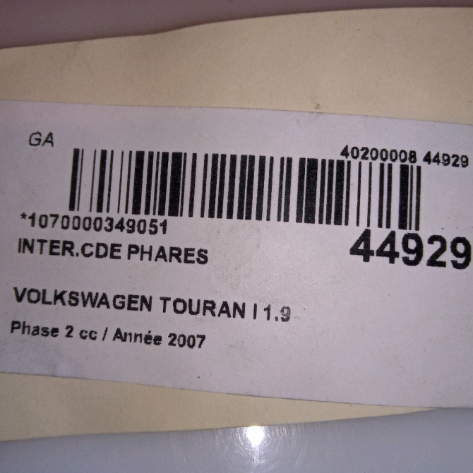Interrupteur commande de phares occasion VOLKSWAGEN TOURAN I Phase 2 11-2006->09-2010 1.9 TDI 105ch 1T0941333CREH 4