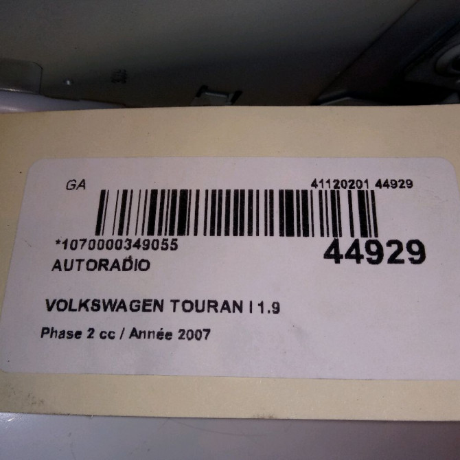 Autoradio occasion VOLKSWAGEN TOURAN I Phase 2 11-2006->09-2010 1.9 TDI 105ch 6