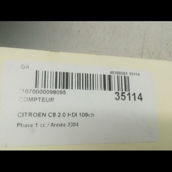 Compteur occasion CITROEN C8 Phase 1 06-2002->... 2.0 HDI 109ch 610583 4