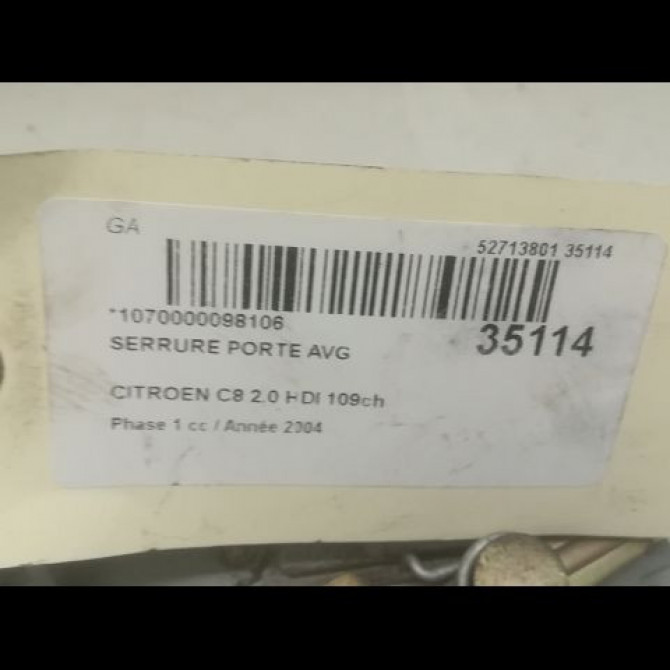 Serrure porte avg occasion CITROEN C8 Phase 1 06-2002->... 2.0 HDI 109ch 9135L4 3