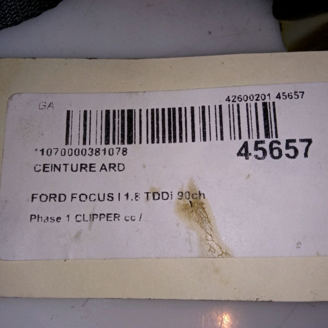 Ceinture arrière droite occasion FORD FOCUS I Phase 1 CLIPPER 10-1998->12-2004 1.8 TDDi 90ch 1222906 4