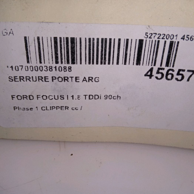 Serrure porte arg occasion FORD FOCUS I Phase 1 CLIPPER 10-1998->12-2004 1.8 TDDi 90ch 4698324 6