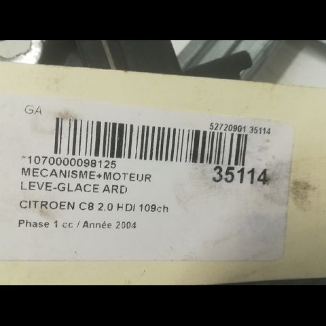 Mecanisme+moteur leve-glace ard occasion CITROEN C8 Phase 1 06-2002->... 2.0 HDI 109ch 922480 4
