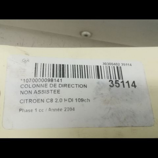Colonne de direction non assistee occasion CITROEN C8 Phase 1 06-2002->... 2.0 HDI 109ch 4123Q6 3