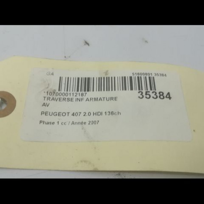 Traverse inférieure armature avant occasion PEUGEOT 407 Phase 1 04-2004->07-2008 2.0 HDI 136ch 2