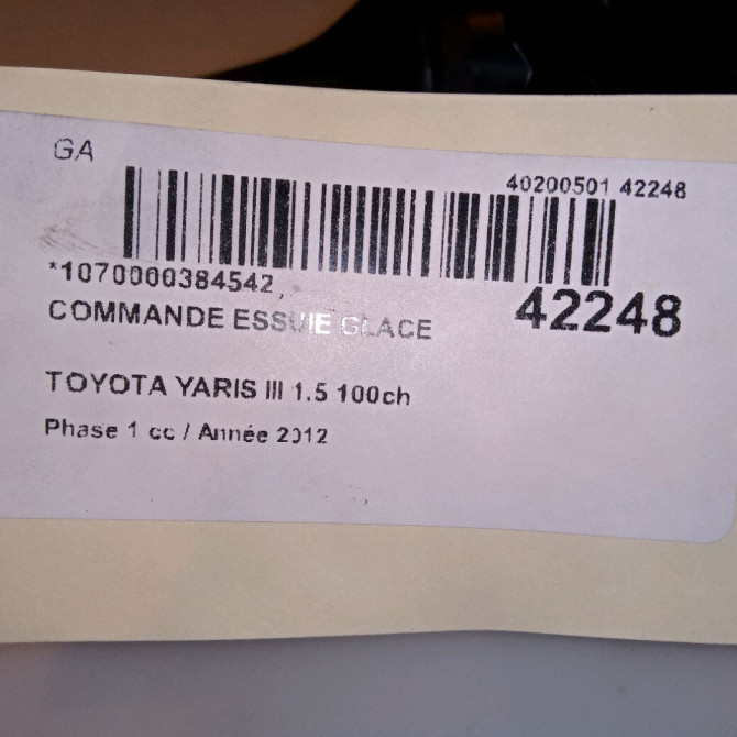 Commande essuie glace occasion TOYOTA YARIS III YARIS III Phase 1 2011-03-01->2015-04-30 1.5 100ch 846520D180 4