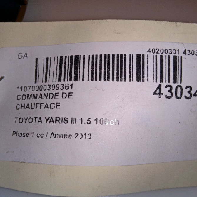 Commande de chauffage occasion TOYOTA YARIS III YARIS III Phase 1 2011-03-01->2015-04-30 1.5 100ch 559000D360C0 4
