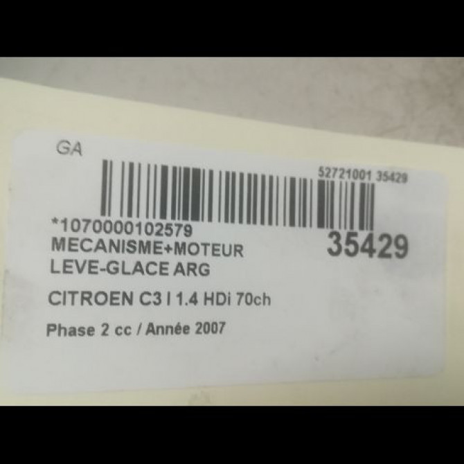 Mecanisme+moteur leve-glace arg occasion CITROEN C3 I Phase 2 10-2005->12-2010 1.4 HDi 70ch 922388 4
