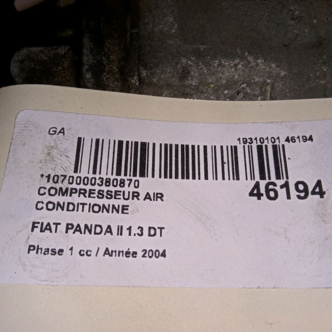 Compresseur air conditionne occasion FIAT PANDA II Phase 1 09-2003->12-2012 1.3 DT MULTIJET 16v 70ch 6