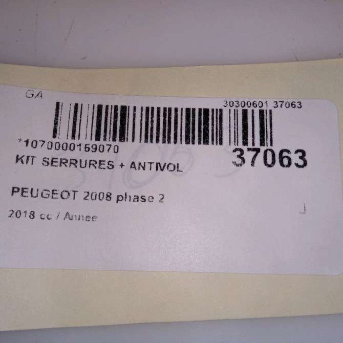 Kit serrures + antivol occasion PEUGEOT 2008 phase 2 06-2016->... 1608094980 5